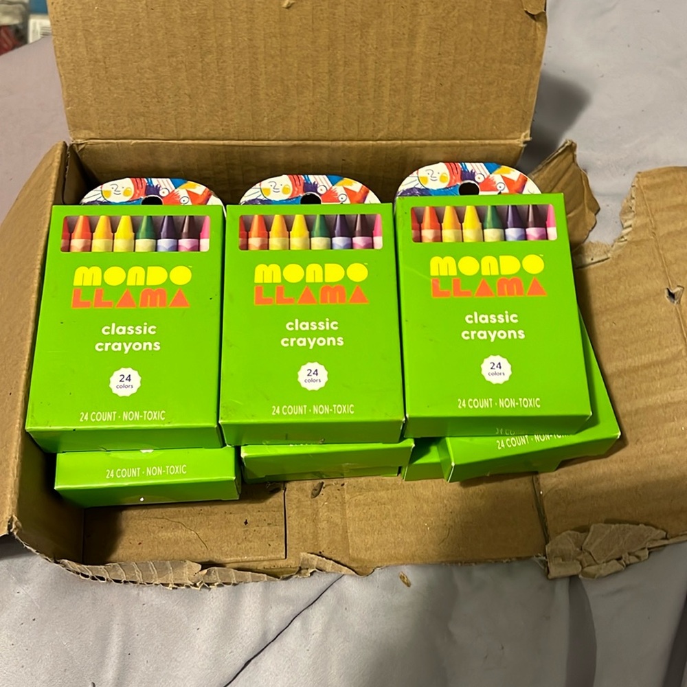 9 packs of crayons 24 colors in each